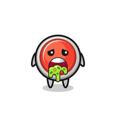 the cute emergency panic button character with puke