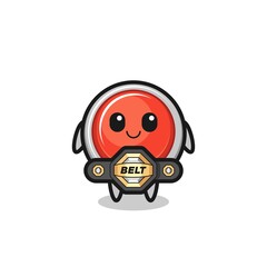 the MMA fighter emergency panic button mascot with a belt
