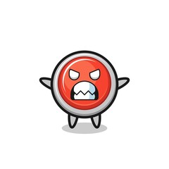 wrathful expression of the emergency panic button mascot character