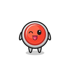 cute emergency panic button character in sweet expression while sticking out her tongue