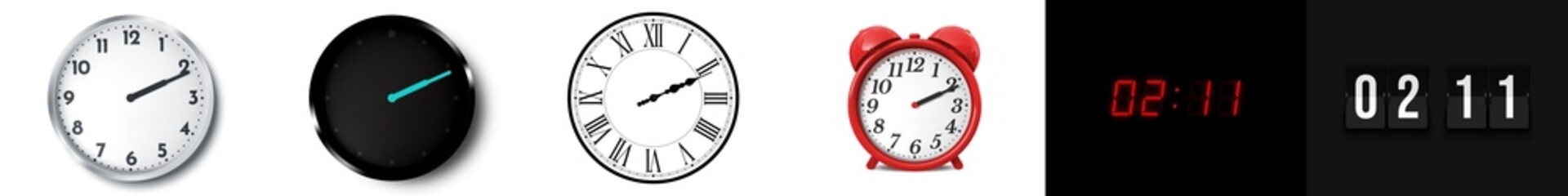 02:11 (AM and PM) or 14:11 time clock icons