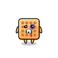 injured waffle character with a bruised face