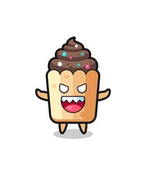 illustration of evil cupcake mascot character