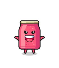 the illustration of cute strawberry jam doing scare gesture