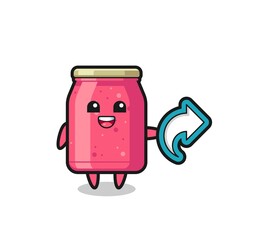 cute strawberry jam hold social media share symbol