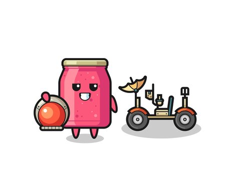 the cute strawberry jam as astronaut with a lunar rover