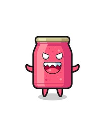 illustration of evil strawberry jam mascot character
