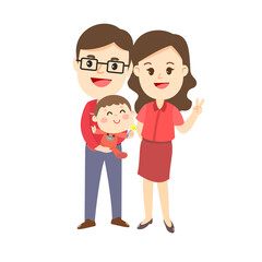Cute and Happy Family Character Vector.