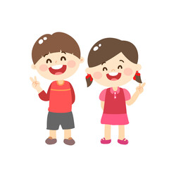 Obraz premium Cartoon little kids character