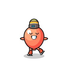 balloon cartoon as an ice skating player doing perform