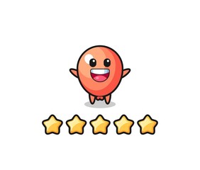 the illustration of customer best rating, balloon cute character with 5 stars