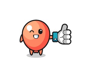 cute balloon with social media thumbs up symbol