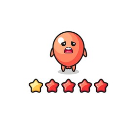 the illustration of customer bad rating, balloon cute character with 1 star