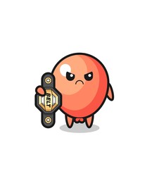 balloon mascot character as a MMA fighter with the champion belt