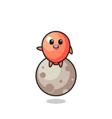 illustration of balloon cartoon sitting on the moon