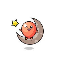illustration of balloon cartoon sitting on the half moon