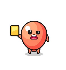 cartoon balloon character as a football referee giving a yellow card