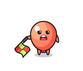 balloon character as line judge hold the flag down at a 45 degree angle