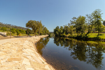 River landscape in the biggest Portuguese hydropathic, in São Pedro do Sul, Portugal - obrazy, fototapety, plakaty