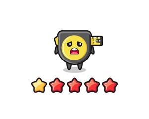 the illustration of customer bad rating, tape measure cute character with 1 star