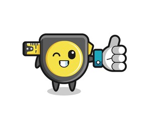 cute tape measure with social media thumbs up symbol