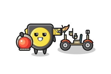 the cute tape measure as astronaut with a lunar rover