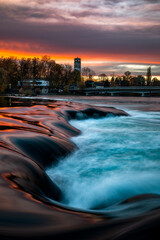 sunset over the river