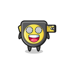 cute tape measure character with hypnotized eyes