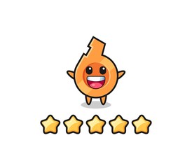 the illustration of customer best rating, whistle cute character with 5 stars