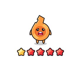 Fototapeta premium the illustration of customer bad rating, whistle cute character with 1 star