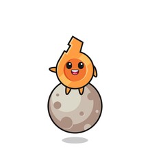 illustration of whistle cartoon sitting on the moon