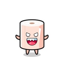 illustration of evil tissue roll mascot character