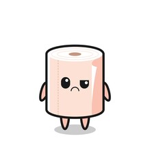 the mascot of the tissue roll with sceptical face