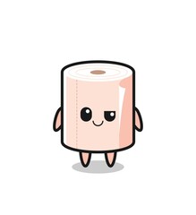 tissue roll cartoon with an arrogant expression