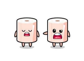 illustration of the argue between two cute tissue roll characters