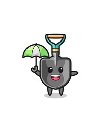cute shovel illustration holding an umbrella