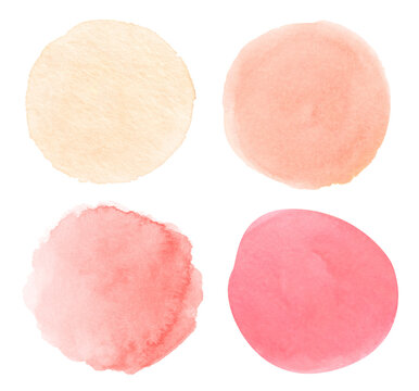 Collection of watercolor light pink round brush strokes