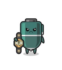 Fototapeta premium ballpoint mascot character as a MMA fighter with the champion belt