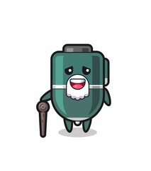 cute ballpoint grandpa is holding a stick