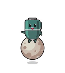 illustration of ballpoint cartoon sitting on the moon