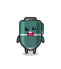 the shocked face of the cute ballpoint mascot