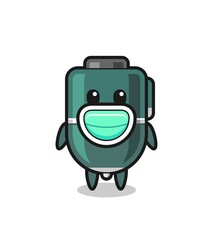 cute ballpoint cartoon wearing a mask