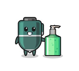 cute ballpoint cartoon with hand sanitizer