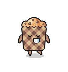 muffin cartoon illustration with a shy expression