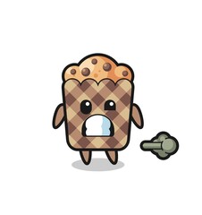 the illustration of the muffin cartoon doing fart