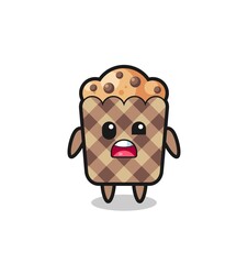 the shocked face of the cute muffin mascot