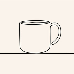 coffee cup oneline continuous single editable line art