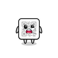 the shocked face of the cute qr code mascot