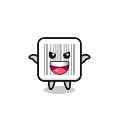 the illustration of cute barcode doing scare gesture