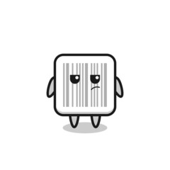cute barcode character with suspicious expression - obrazy, fototapety, plakaty